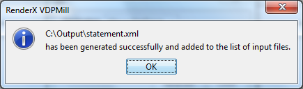Successful Generation of an XML file