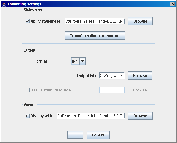 Formatting settings dialog box