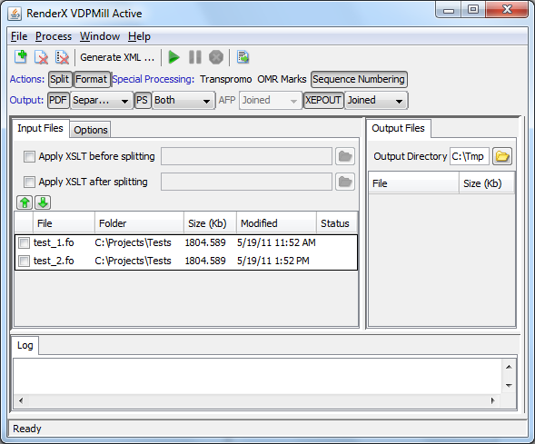 Input files displayed in VDPMill Interactive