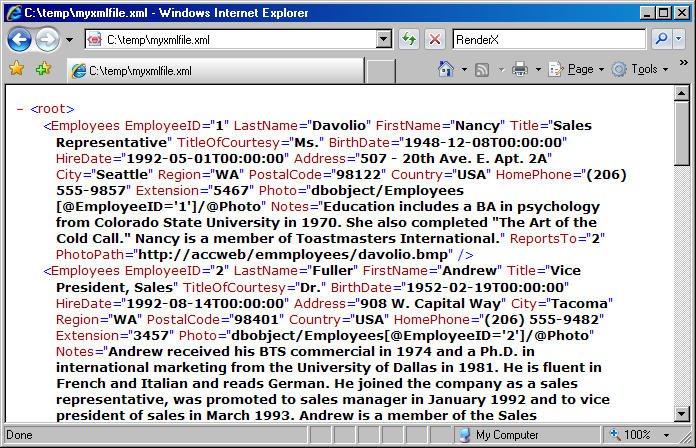 Resulting XML file