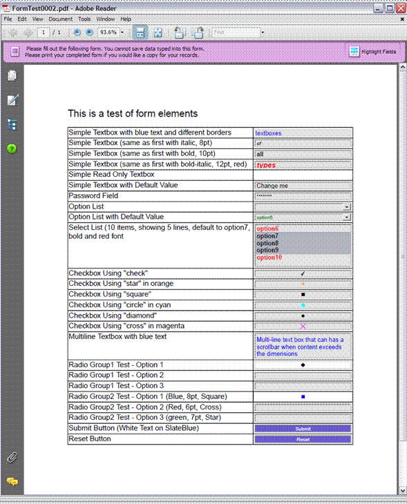 Sample PDF Form Generated